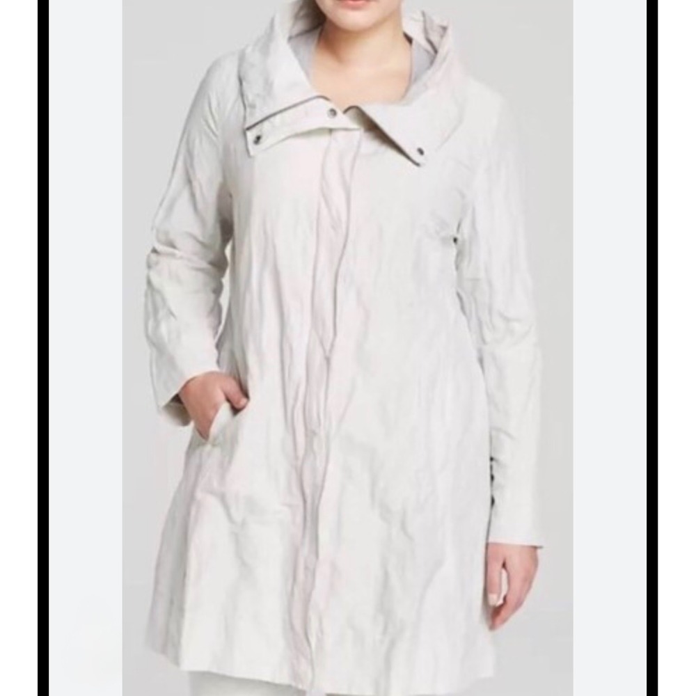 EILEEN FISHER Lightweight Rumpled Organic Cotton Jacket Womens S Off White‎ Bone